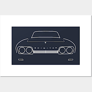 Reliant Scimitar GTE SE5 1970s British classic car outline white Posters and Art